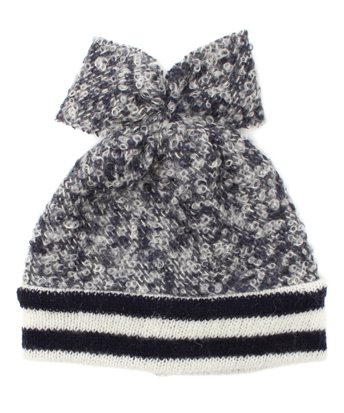 Ray BEAMS（レイビームス）の「BERNSTOCK SPEIRS / ツイード リボン ニットキャップ（ニットキャップ/ビーニー・レディース・ネイビー・ONE SIZE）」の8枚目の写真