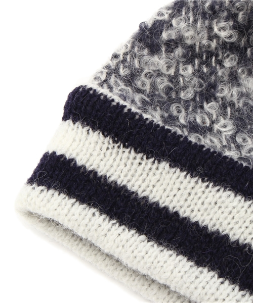 Ray BEAMS（レイビームス）の「BERNSTOCK SPEIRS / ツイード リボン ニットキャップ（ニットキャップ/ビーニー・レディース・ネイビー・ONE SIZE）」の5枚目の写真