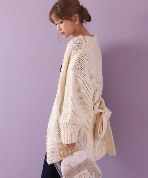 one after another NICE CLAUP（ワンアフターアナザーナイスクラップ）の「ざっくりロングニットカーディガン（カーディガン/ボレロ・レディース・アイボリー/グレー/ブラウン/ベージュ・FREE）」の2枚目の写真