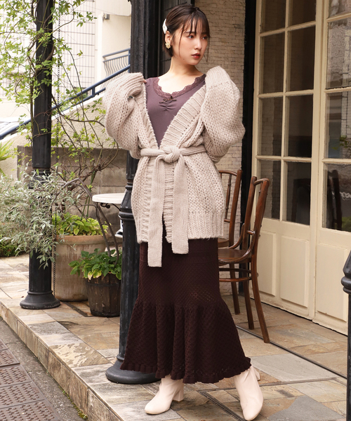 one after another NICE CLAUP（ワンアフターアナザーナイスクラップ）の「ざっくりロングニットカーディガン（カーディガン/ボレロ・レディース・アイボリー/グレー/ブラウン/ベージュ・FREE）」の22枚目の写真