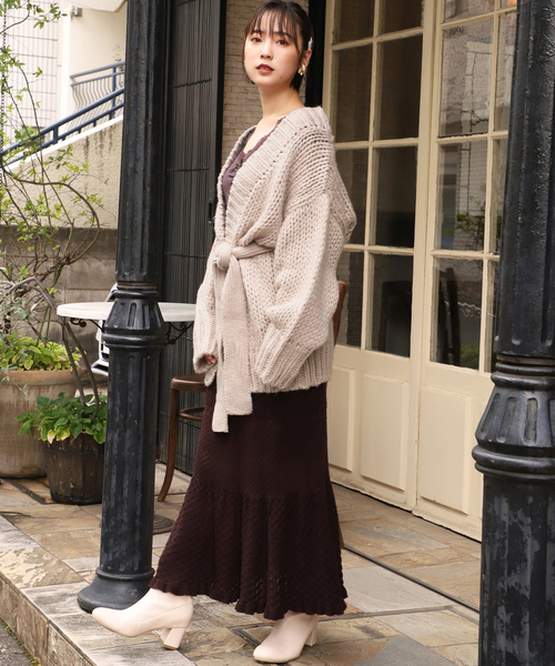 one after another NICE CLAUP（ワンアフターアナザーナイスクラップ）の「ざっくりロングニットカーディガン（カーディガン/ボレロ・レディース・アイボリー/グレー/ブラウン/ベージュ・FREE）」の21枚目の写真