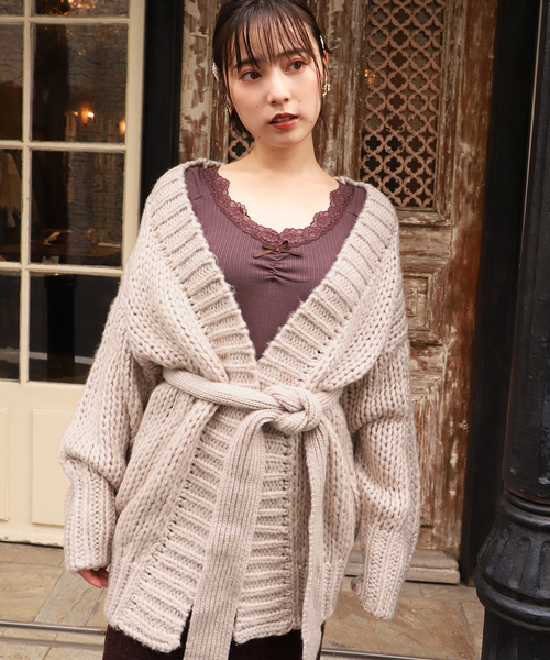 one after another NICE CLAUP（ワンアフターアナザーナイスクラップ）の「ざっくりロングニットカーディガン（カーディガン/ボレロ・レディース・アイボリー/グレー/ブラウン/ベージュ・FREE）」の19枚目の写真