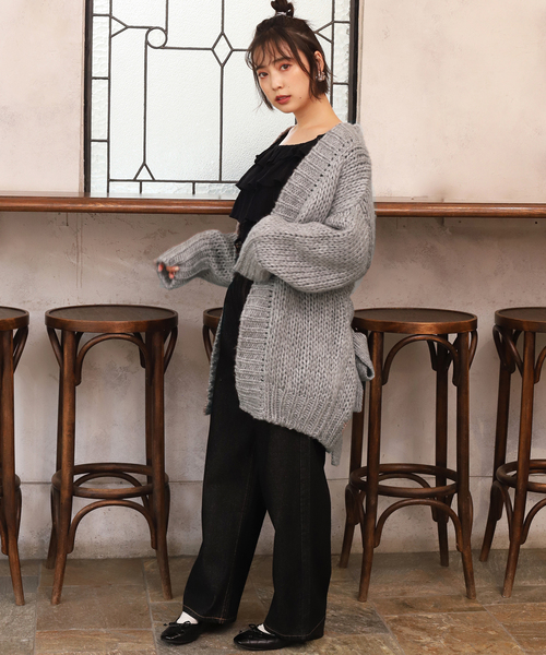 one after another NICE CLAUP（ワンアフターアナザーナイスクラップ）の「ざっくりロングニットカーディガン（カーディガン/ボレロ・レディース・アイボリー/グレー/ブラウン/ベージュ・FREE）」の15枚目の写真