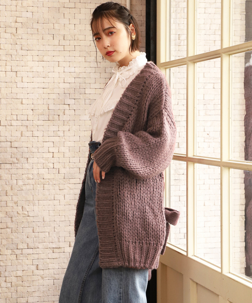 one after another NICE CLAUP（ワンアフターアナザーナイスクラップ）の「ざっくりロングニットカーディガン（カーディガン/ボレロ・レディース・アイボリー/グレー/ブラウン/ベージュ・FREE）」の13枚目の写真