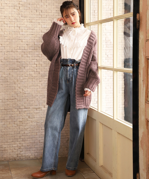 one after another NICE CLAUP（ワンアフターアナザーナイスクラップ）の「ざっくりロングニットカーディガン（カーディガン/ボレロ・レディース・アイボリー/グレー/ブラウン/ベージュ・FREE）」の12枚目の写真