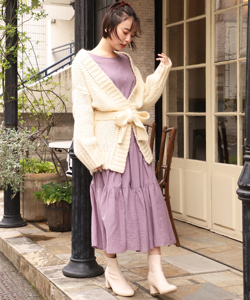 one after another NICE CLAUP（ワンアフターアナザーナイスクラップ）の「ざっくりロングニットカーディガン（カーディガン/ボレロ・レディース・アイボリー/グレー/ブラウン/ベージュ・FREE）」の11枚目の写真