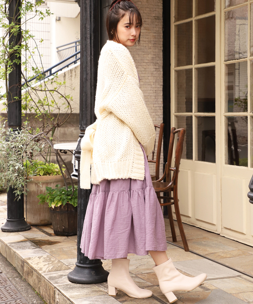 one after another NICE CLAUP（ワンアフターアナザーナイスクラップ）の「ざっくりロングニットカーディガン（カーディガン/ボレロ・レディース・アイボリー/グレー/ブラウン/ベージュ・FREE）」の8枚目の写真