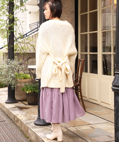 one after another NICE CLAUP（ワンアフターアナザーナイスクラップ）の「ざっくりロングニットカーディガン（カーディガン/ボレロ・レディース・アイボリー/グレー/ブラウン/ベージュ・FREE）」の6枚目の写真