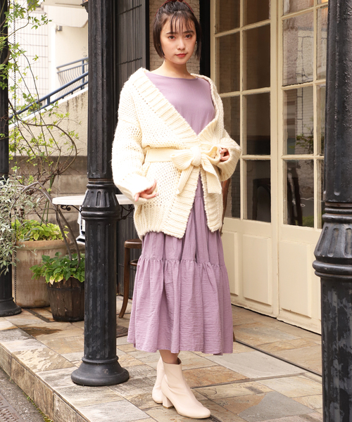 one after another NICE CLAUP（ワンアフターアナザーナイスクラップ）の「ざっくりロングニットカーディガン（カーディガン/ボレロ・レディース・アイボリー/グレー/ブラウン/ベージュ・FREE）」の5枚目の写真