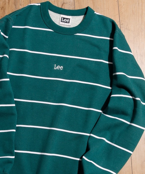 And A（アンドエー）の「Lee リー / BORDER SWEAT ロゴ刺繍ボーダースウェット / LT2752（スウェット・メンズ・ホワイト/グレー/グリーン・SMALL/MEDIUM/LARGE）」の3枚目の写真