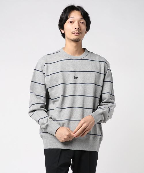 And A（アンドエー）の「Lee リー / BORDER SWEAT ロゴ刺繍ボーダースウェット / LT2752（スウェット・メンズ・ホワイト/グレー/グリーン・SMALL/MEDIUM/LARGE）」の7枚目の写真