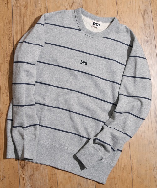 And A（アンドエー）の「Lee リー / BORDER SWEAT ロゴ刺繍ボーダースウェット / LT2752（スウェット・メンズ・ホワイト/グレー/グリーン・SMALL/MEDIUM/LARGE）」の4枚目の写真