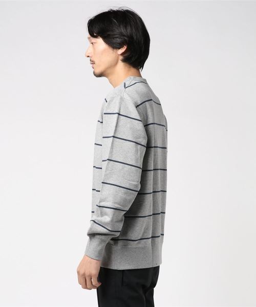 And A（アンドエー）の「Lee リー / BORDER SWEAT ロゴ刺繍ボーダースウェット / LT2752（スウェット・メンズ・ホワイト/グレー/グリーン・SMALL/MEDIUM/LARGE）」の8枚目の写真