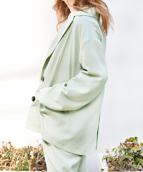 PairPair（ペアペア）の「ダブルボタンテーラードジャケット(セットアップ)（テーラードジャケット・レディース・ライトグリーン/アイボリー/モカ・FREE）」の20枚目の写真