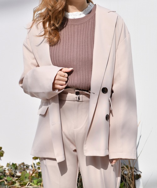 PairPair（ペアペア）の「ダブルボタンテーラードジャケット(セットアップ)（テーラードジャケット・レディース・ライトグリーン/アイボリー/モカ・FREE）」の11枚目の写真