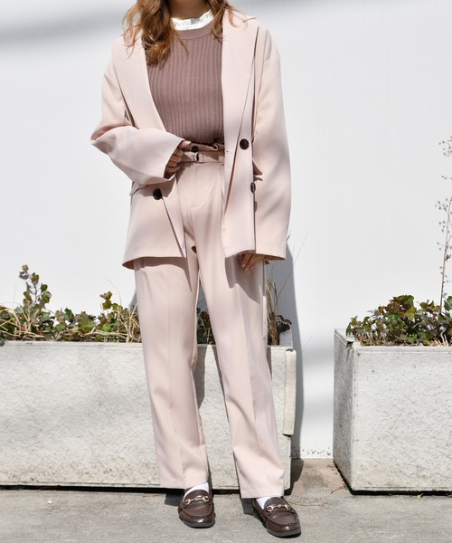 PairPair（ペアペア）の「ダブルボタンテーラードジャケット(セットアップ)（テーラードジャケット・レディース・ライトグリーン/アイボリー/モカ・FREE）」の10枚目の写真