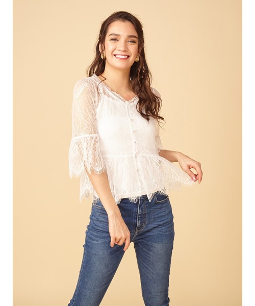 Royal Party ロイヤルパーティー の カラーレーストップス シャツ ブラウス Wear