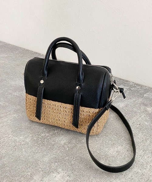 PAGEBOY（ページボーイ）の「ザツザイコンビボストン（かごバッグ・レディース・ブラック/オフホワイト・FREE）」の2枚目の写真