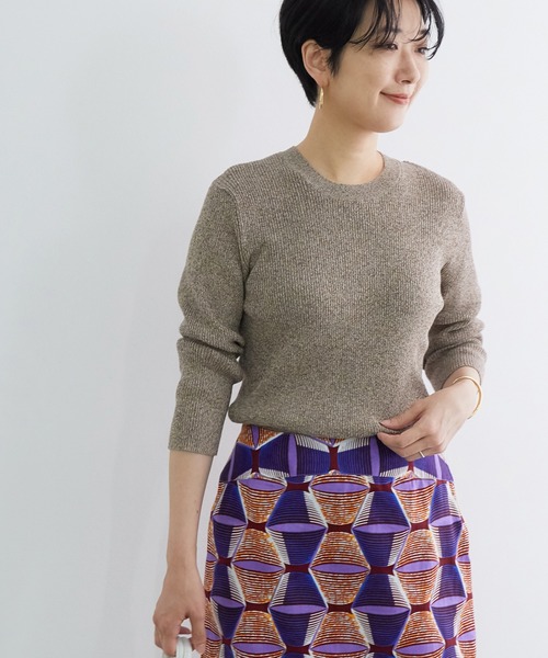 ADAM ET ROPE'（アダムエロペ）の「メランジリブニットプルオーバー（ニット/セーター・レディース・ベージュ系その他/オレンジ系その他・FREE）」の2枚目の写真