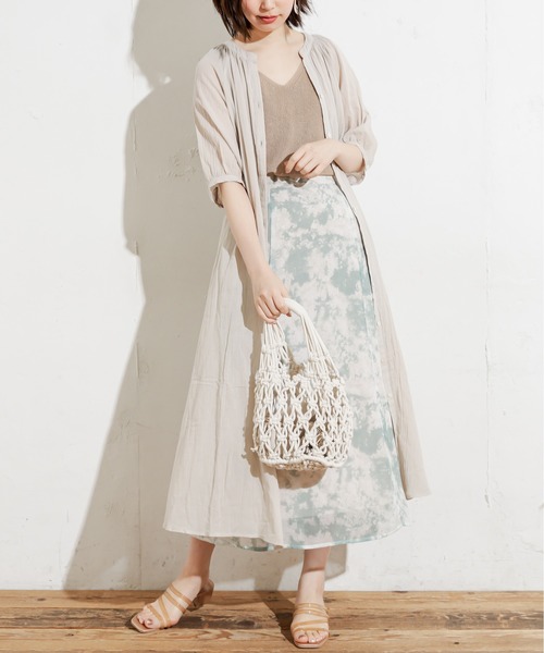 natural couture(ナチュラルクチュール)の「タイダイシアースカート(スカート・レディース・パープル/イエロー/グリーン・FREE)」の7枚目の写真