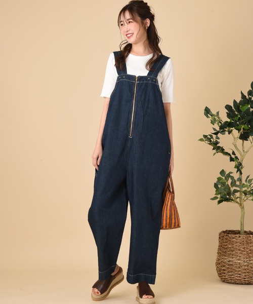 Lee（リー）の「【Lee】SALOPETTE（サロペット/オーバーオール・レディース・ブルー/アイボリー・FREE）」の2枚目の写真