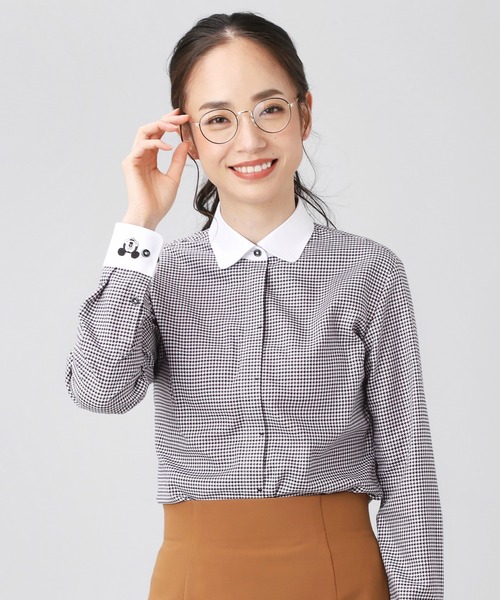 Tokyo Shirts トウキョウシャツ の Disney ディズニー 形態安定ノーアイロン クレリックワイドラウンド衿 長袖ビジネスワイシャツ ビジネスシャツ Wear