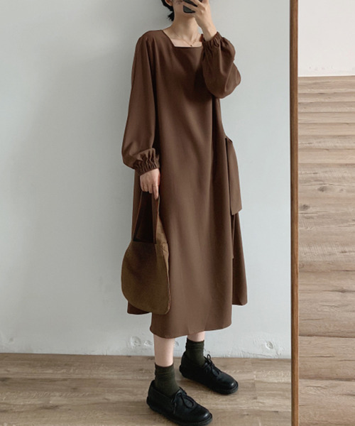 ワンピーススクエアネックワンピース ワンピース Junoah ジュノア のファッション