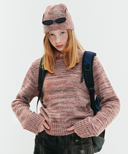 KIRSH(キルシー)の「SCRIPT LOGO DYEING KNIT/スクリプトロゴダイイングニット(ニット/セーター)」|ライトブラウン