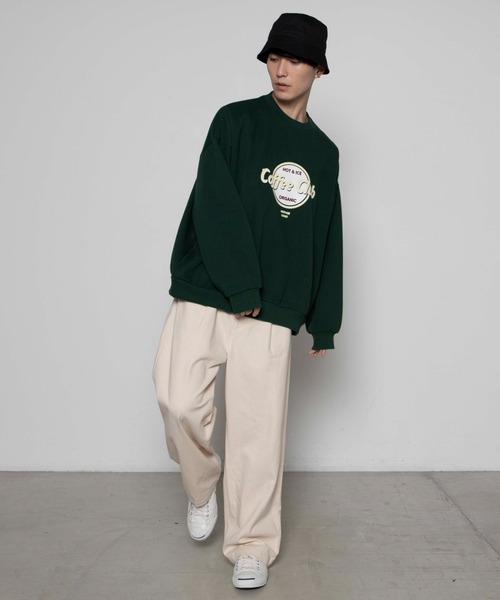 WEGO（ウィゴー）の「WEGO/レトロサークルロゴビッグシルエットプルオーバー（スウェット・メンズ・ホワイト/ダークグリーン/パープル・LARGE/MEDIUM）」の4枚目の写真
