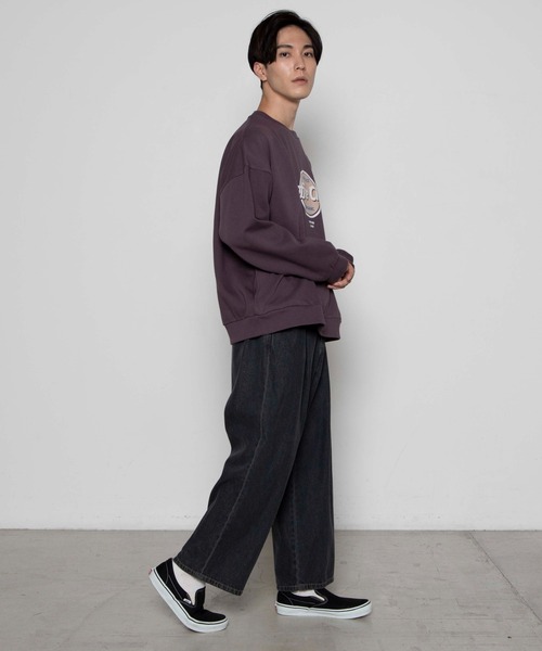 WEGO（ウィゴー）の「WEGO/レトロサークルロゴビッグシルエットプルオーバー（スウェット・メンズ・ホワイト/ダークグリーン/パープル・LARGE/MEDIUM）」の6枚目の写真