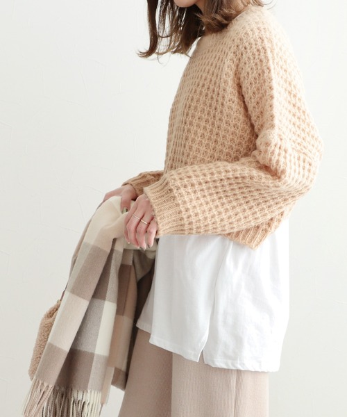 reca（レカ）の「クロップドニット（ニット/セーター・レディース・ベージュ/カーキ・FREE）」の7枚目の写真