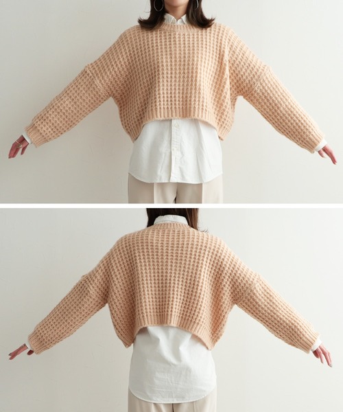 reca（レカ）の「クロップドニット（ニット/セーター・レディース・ベージュ/カーキ・FREE）」の18枚目の写真