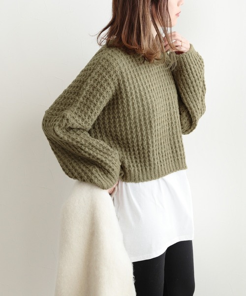 reca（レカ）の「クロップドニット（ニット/セーター・レディース・ベージュ/カーキ・FREE）」の17枚目の写真