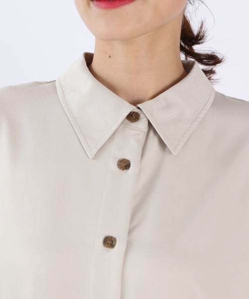 LOWRYS FARM（ローリーズファーム）の「サイドスリットシャツワンピース  927414（ワンピース・レディース・チャコールグレー/グリーン/アイボリー・FREE）」の8枚目の写真