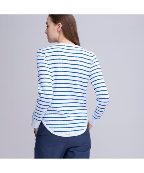 AIGLE（エーグル）の「DFTワッフルストライプTシャツ長袖（Tシャツ/カットソー・レディース・ネイビー/ピンク/ブルー・S/M/L）」の22枚目の写真