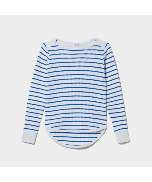 AIGLE（エーグル）の「DFTワッフルストライプTシャツ長袖（Tシャツ/カットソー・レディース・ネイビー/ピンク/ブルー・S/M/L）」の20枚目の写真