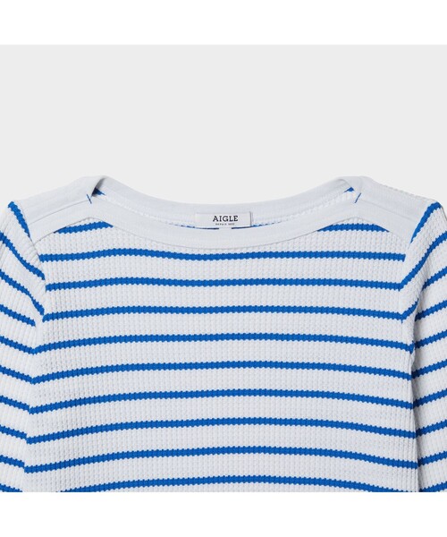 AIGLE（エーグル）の「DFTワッフルストライプTシャツ長袖（Tシャツ/カットソー・レディース・ネイビー/ピンク/ブルー・S/M/L）」の19枚目の写真