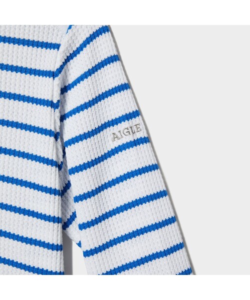 AIGLE（エーグル）の「DFTワッフルストライプTシャツ長袖（Tシャツ/カットソー・レディース・ネイビー/ピンク/ブルー・S/M/L）」の17枚目の写真