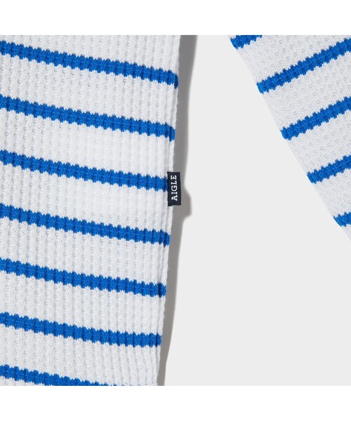 AIGLE（エーグル）の「DFTワッフルストライプTシャツ長袖（Tシャツ/カットソー・レディース・ネイビー/ピンク/ブルー・S/M/L）」の16枚目の写真