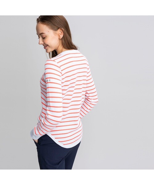 AIGLE（エーグル）の「DFTワッフルストライプTシャツ長袖（Tシャツ/カットソー・レディース・ネイビー/ピンク/ブルー・S/M/L）」の14枚目の写真