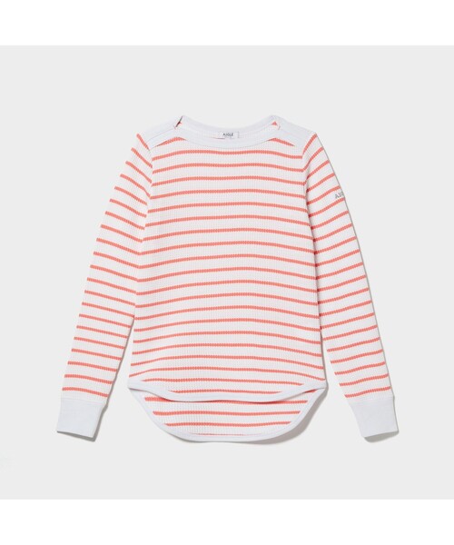 AIGLE（エーグル）の「DFTワッフルストライプTシャツ長袖（Tシャツ/カットソー・レディース・ネイビー/ピンク/ブルー・S/M/L）」の12枚目の写真