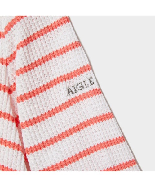 AIGLE（エーグル）の「DFTワッフルストライプTシャツ長袖（Tシャツ/カットソー・レディース・ネイビー/ピンク/ブルー・S/M/L）」の10枚目の写真