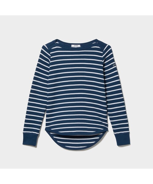 AIGLE（エーグル）の「DFTワッフルストライプTシャツ長袖（Tシャツ/カットソー・レディース・ネイビー/ピンク/ブルー・S/M/L）」の6枚目の写真