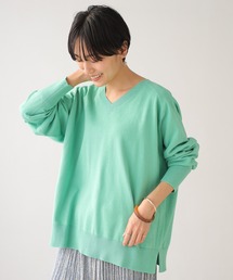 Vネックラグランニットプルオーバー *