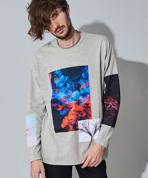 NO ID.(ノーアイディ)の「mlt3328- クリップアートプリントBIG-T Tシャツ(Tシャツ/カットソー・メンズ・ホワイト/グレー/ブラック・ONE SIZE)」の6枚目の写真