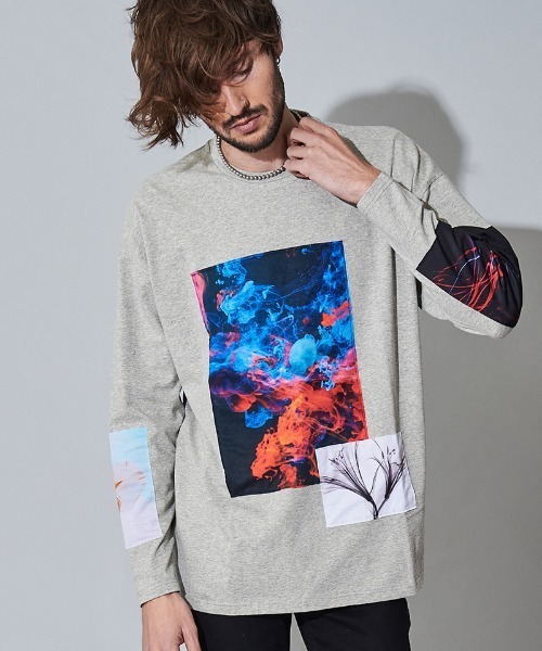 NO ID.(ノーアイディ)の「mlt3328- クリップアートプリントBIG-T Tシャツ(Tシャツ/カットソー・メンズ・ホワイト/グレー/ブラック・ONE SIZE)」の7枚目の写真