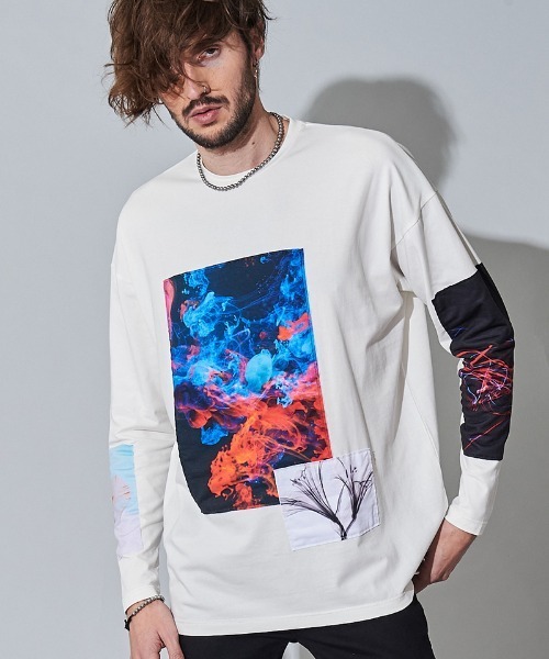NO ID.(ノーアイディ)の「mlt3328- クリップアートプリントBIG-T Tシャツ(Tシャツ/カットソー・メンズ・ホワイト/グレー/ブラック・ONE SIZE)」の10枚目の写真