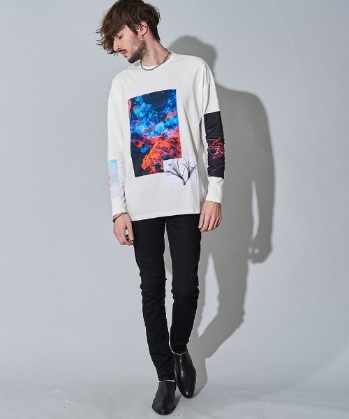 NO ID.(ノーアイディ)の「mlt3328- クリップアートプリントBIG-T Tシャツ(Tシャツ/カットソー・メンズ・ホワイト/グレー/ブラック・ONE SIZE)」の11枚目の写真