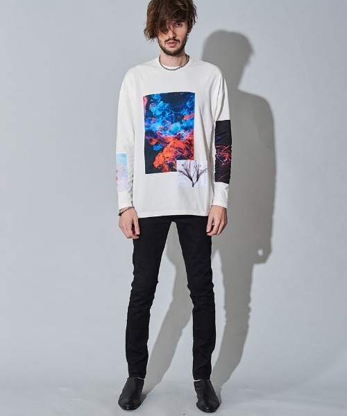 NO ID.(ノーアイディ)の「mlt3328- クリップアートプリントBIG-T Tシャツ(Tシャツ/カットソー・メンズ・ホワイト/グレー/ブラック・ONE SIZE)」の12枚目の写真