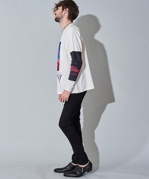 NO ID.(ノーアイディ)の「mlt3328- クリップアートプリントBIG-T Tシャツ(Tシャツ/カットソー・メンズ・ホワイト/グレー/ブラック・ONE SIZE)」の13枚目の写真